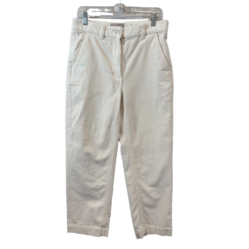 Everlane White Wide Wale‎ Corduroy Pants Women's Size 10 High Rise Cream Pockets